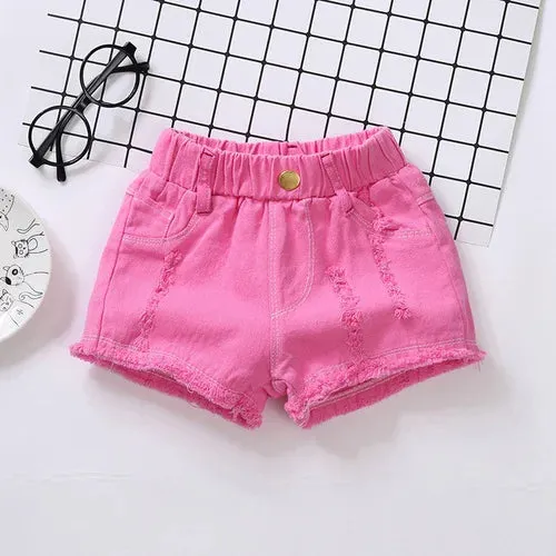 100-150Cm Summer Girls Fashion Hole Shorts Baby Kids Children Casual Clothes