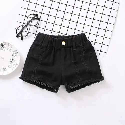 100-150Cm Summer Girls Fashion Hole Shorts Baby Kids Children Casual Clothes