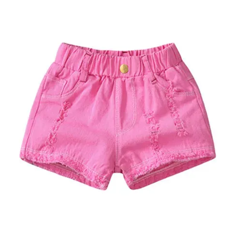 100-150Cm Summer Girls Fashion Hole Shorts Baby Kids Children Casual Clothes