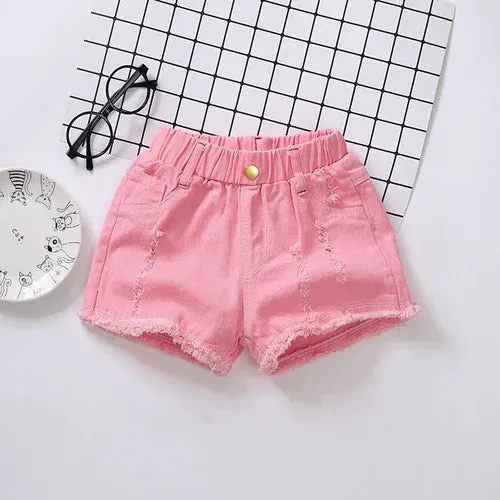 100-150Cm Summer Girls Fashion Hole Shorts Baby Kids Children Casual Clothes