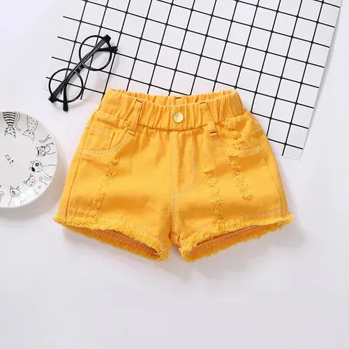 100-150Cm Summer Girls Fashion Hole Shorts Baby Kids Children Casual Clothes
