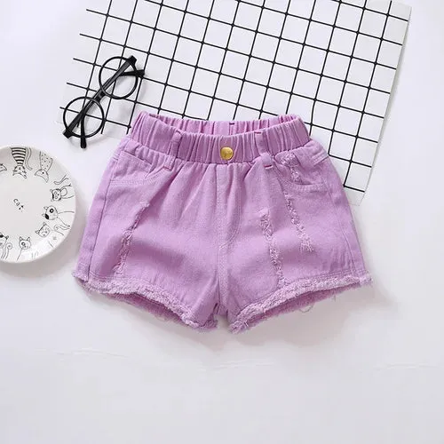 100-150Cm Summer Girls Fashion Hole Shorts Baby Kids Children Casual Clothes