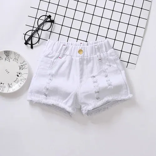 100-150Cm Summer Girls Fashion Hole Shorts Baby Kids Children Casual Clothes