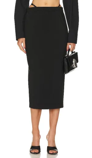 Alexander Wang Fitted Long Skirt With Logo And Elastic G String in Black