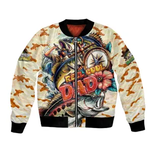 Bass Fishing Reel Cool Dad Bomber Jacket Tropical Vintage DT02