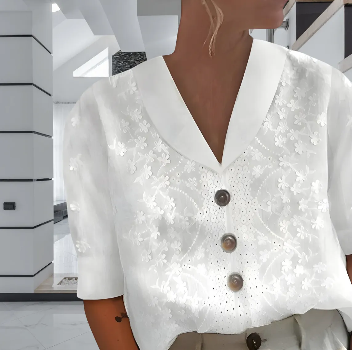 Bella Stride| Retro Top Women Blouse Summer Buttons