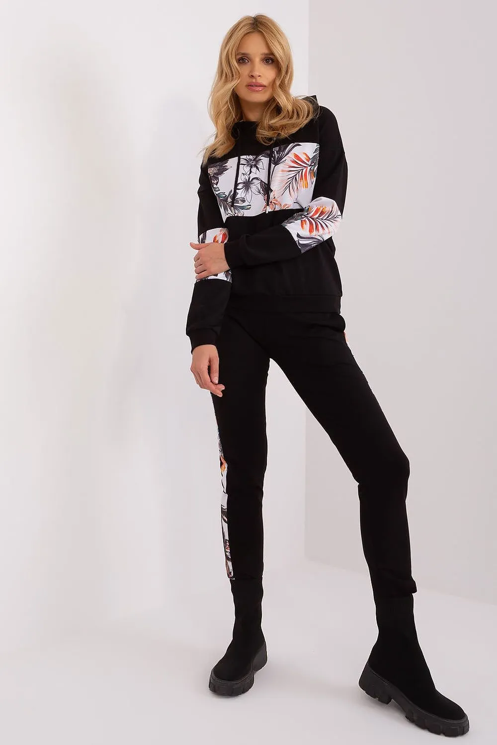 Black Floral Comfort Tracksuit Set