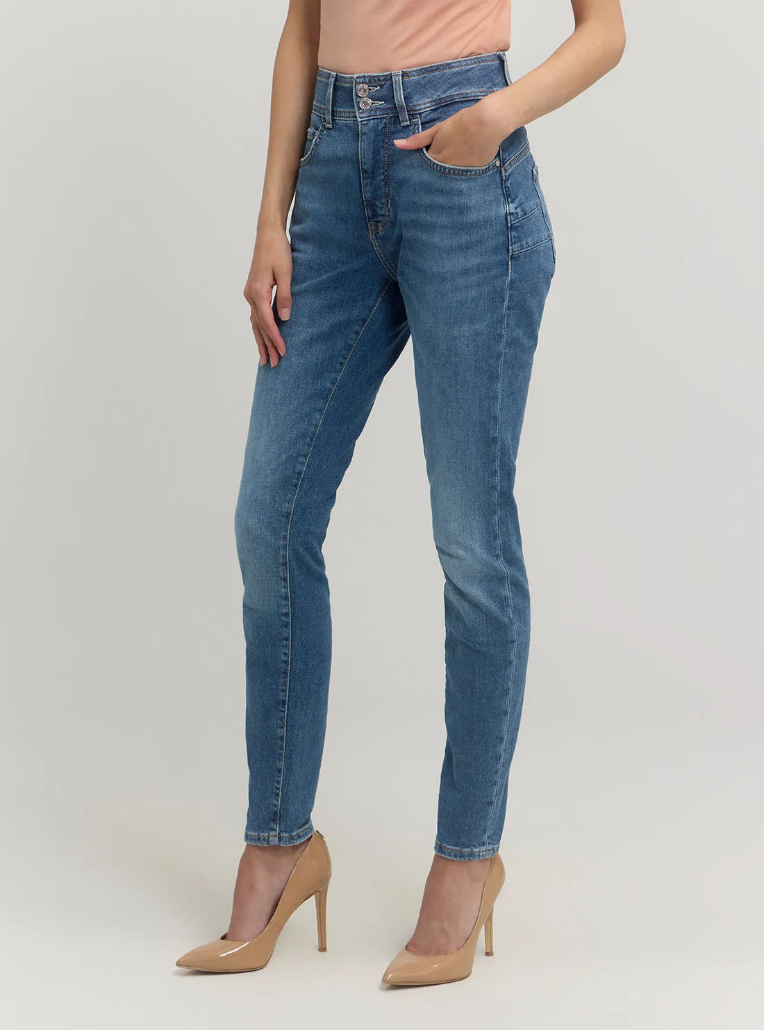 Blue Denim Shape Up High-Rise Jeans in Mid Wash