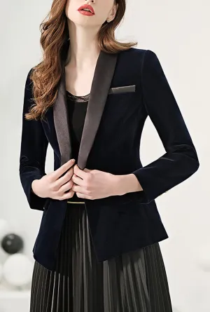 Blue Velvet Short Slim-fit Blazer