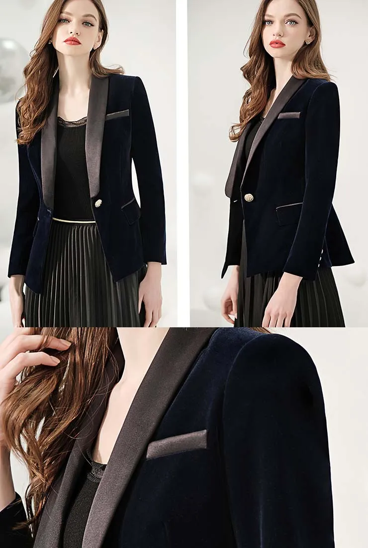Blue Velvet Short Slim-fit Blazer