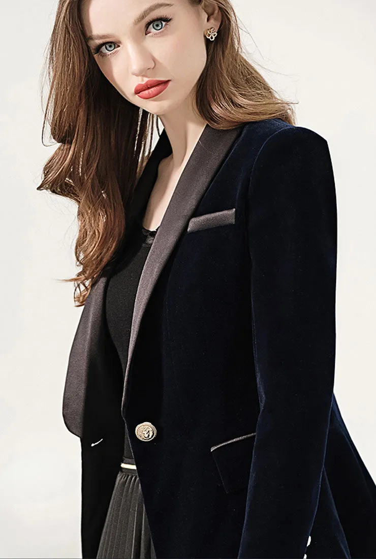 Blue Velvet Short Slim-fit Blazer