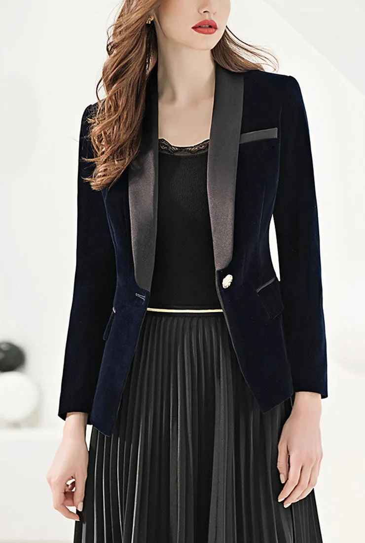 Blue Velvet Short Slim-fit Blazer
