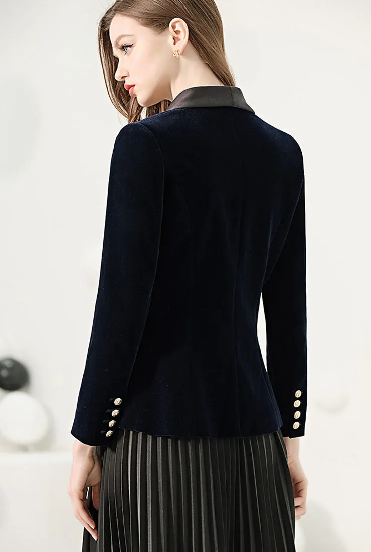 Blue Velvet Short Slim-fit Blazer