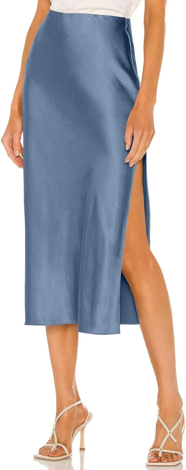 Boho Maxi Skirts for Women High Waist Flowy Skirt Long A-Line Summer Skirt with Slit
