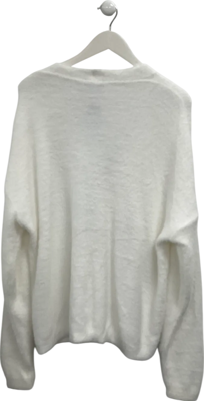 boohooMan Cream Oversized Boxy Fluffy Knitted Cardigan UK M