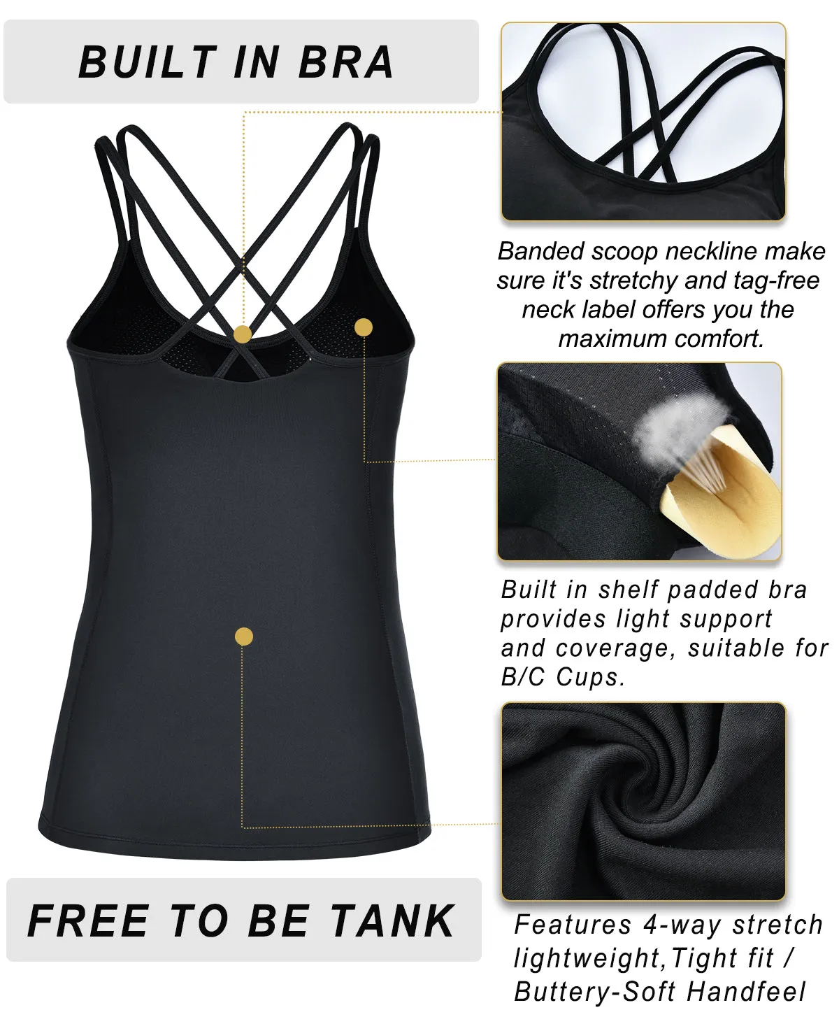 Built in Shelf Bra Tank Tops