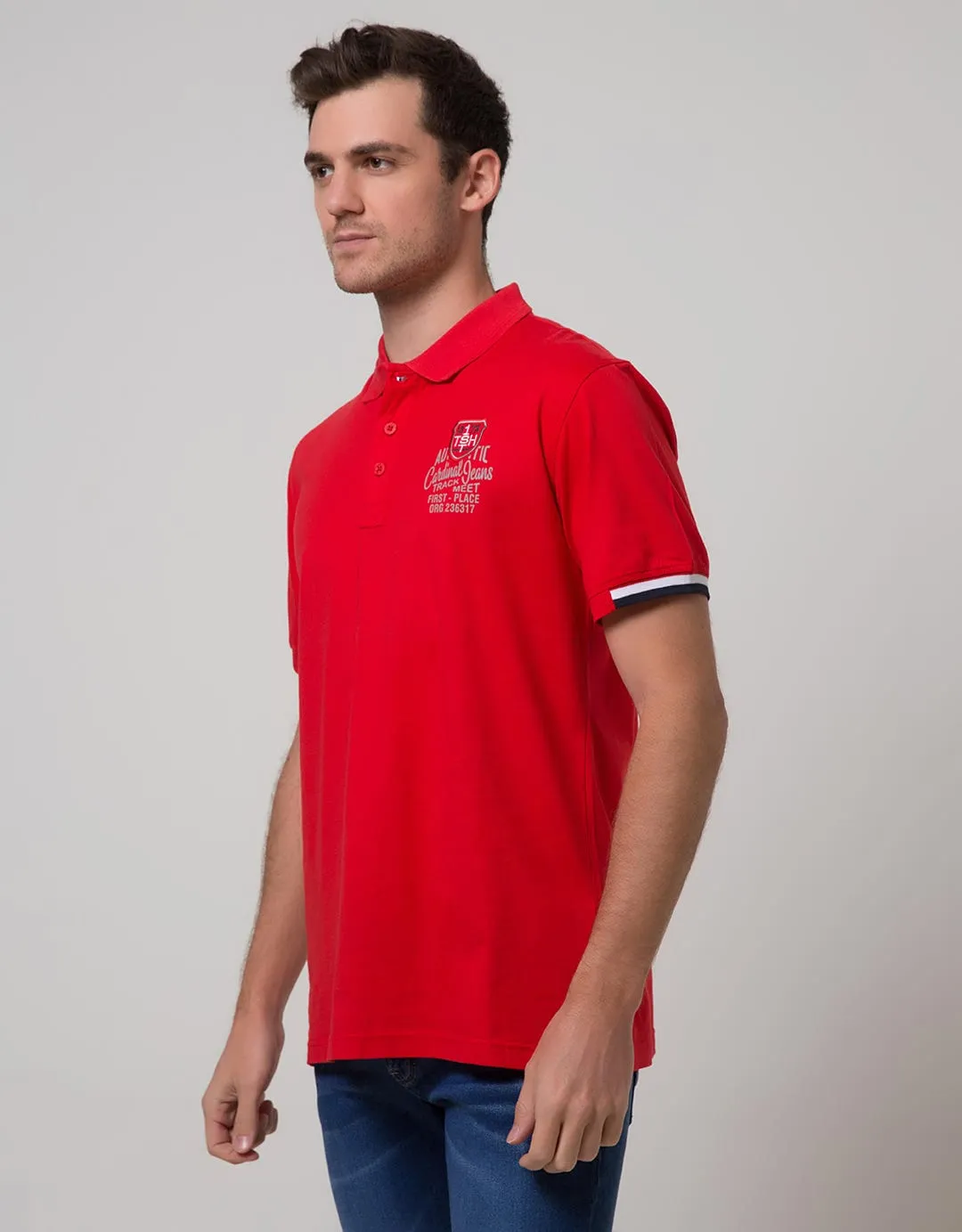 Cardinal Jeans Short Sleeve Polo Men Wangky