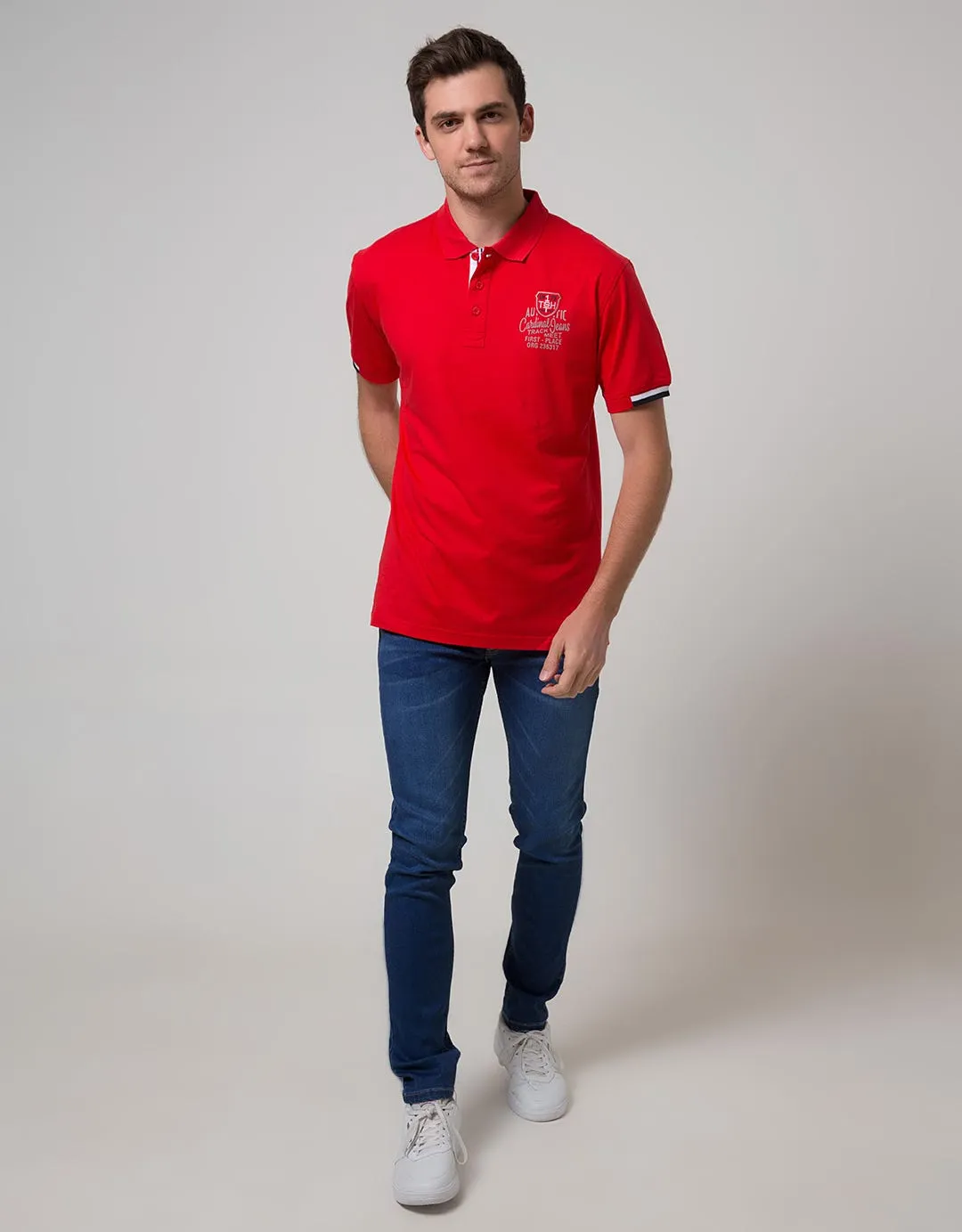 Cardinal Jeans Short Sleeve Polo Men Wangky