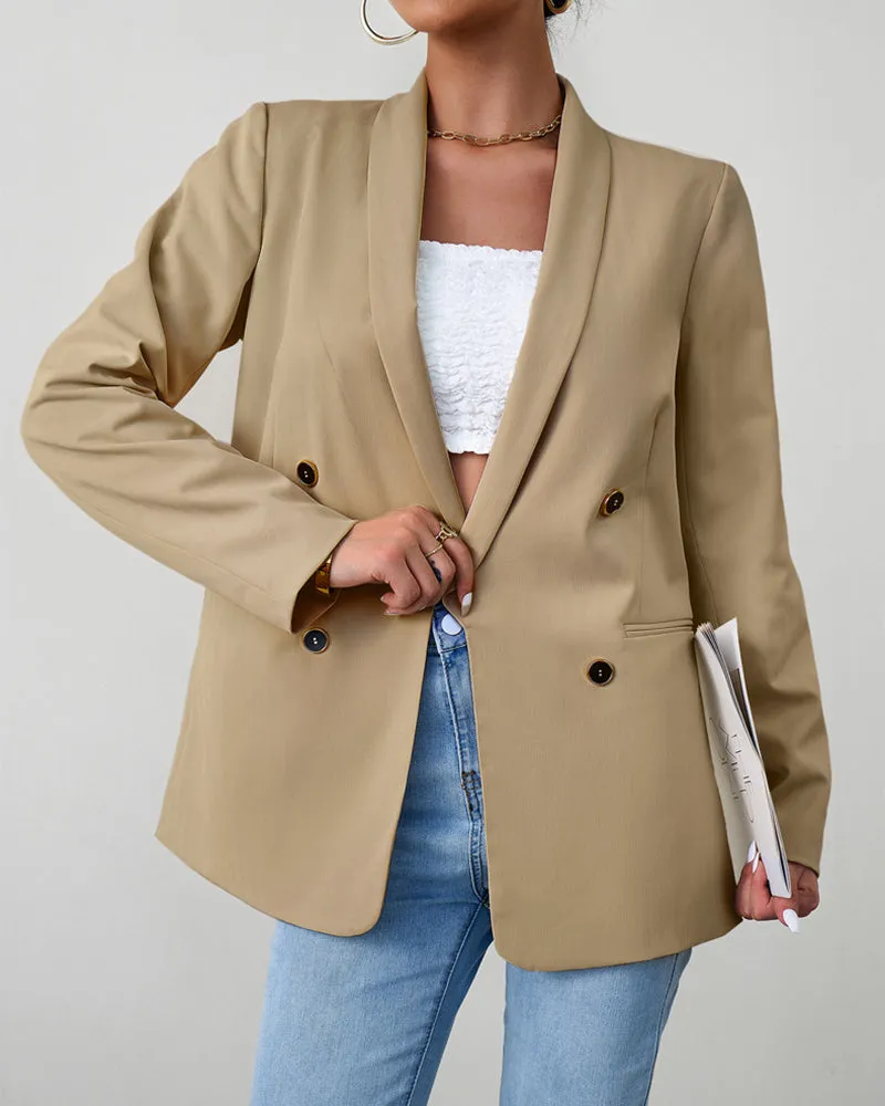 Casual Blazers Double Breasted Long Sleeve Work Office Blazer Jacket