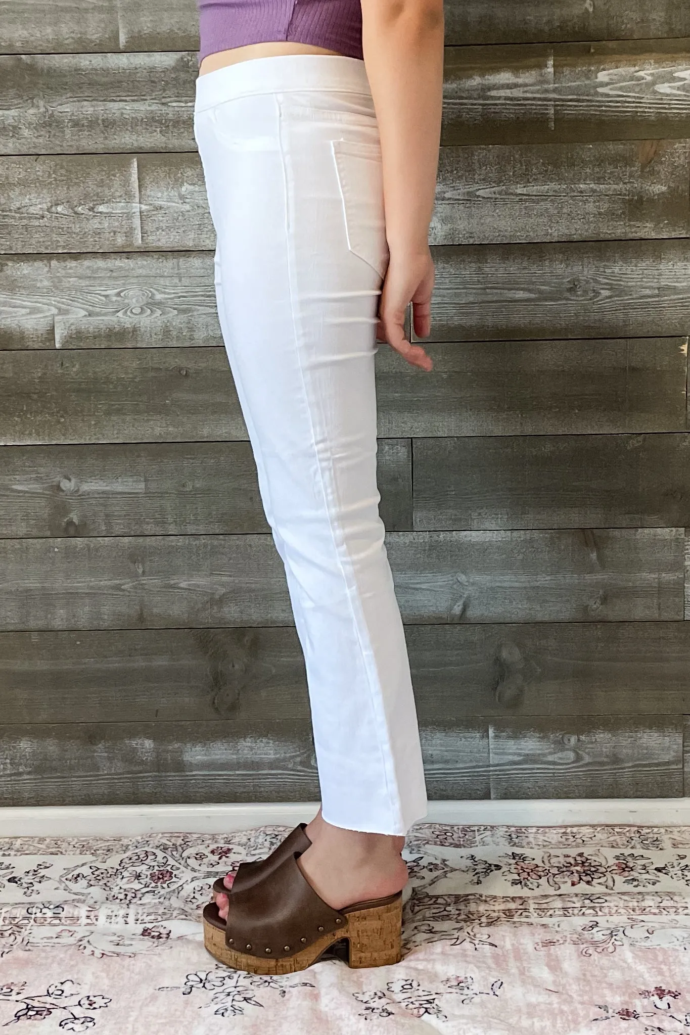 Cello High Rise Pull On Crop Flare in White