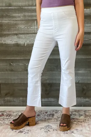 Cello High Rise Pull On Crop Flare in White