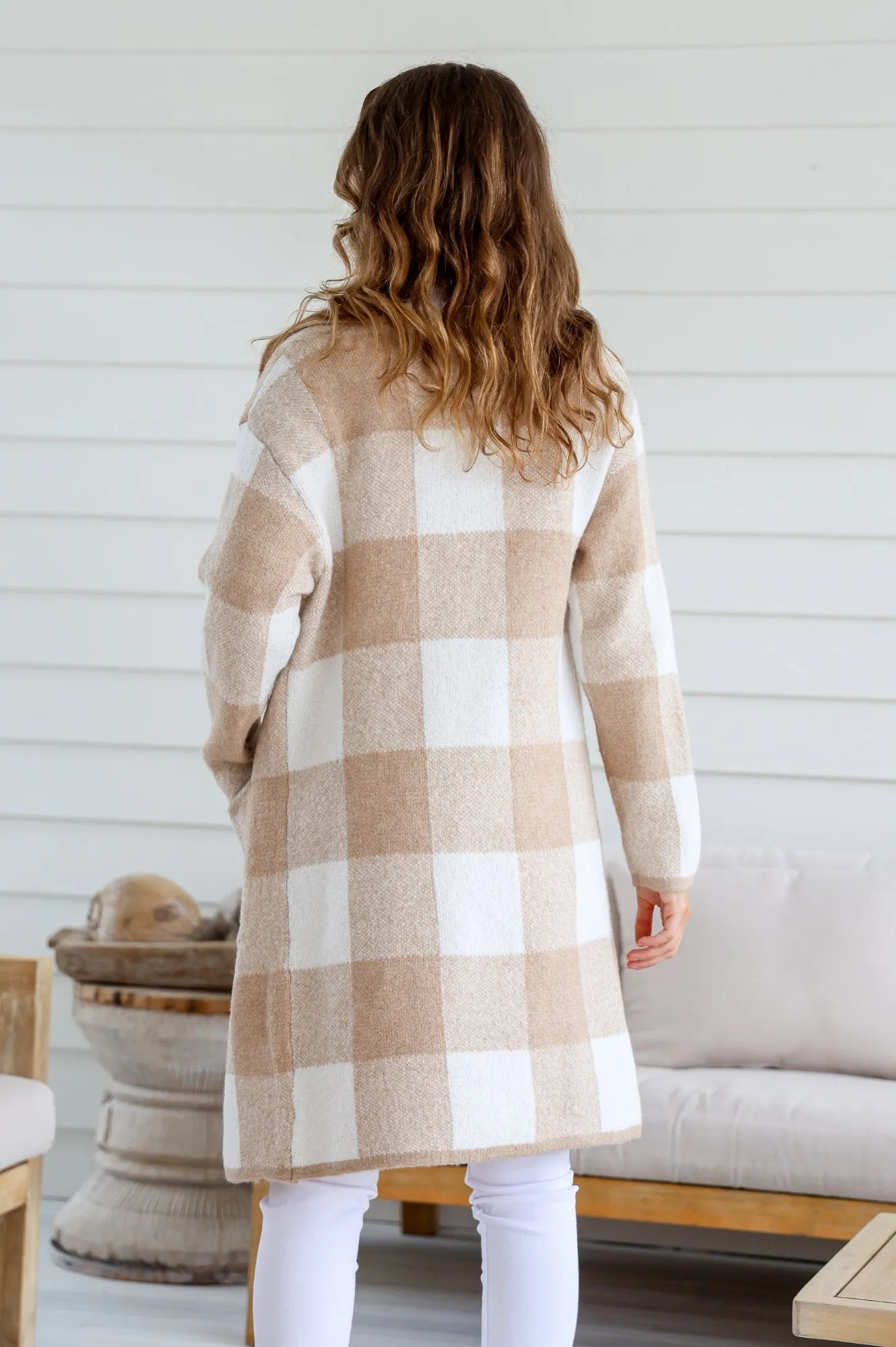 Checked Coatigans - Latte/White