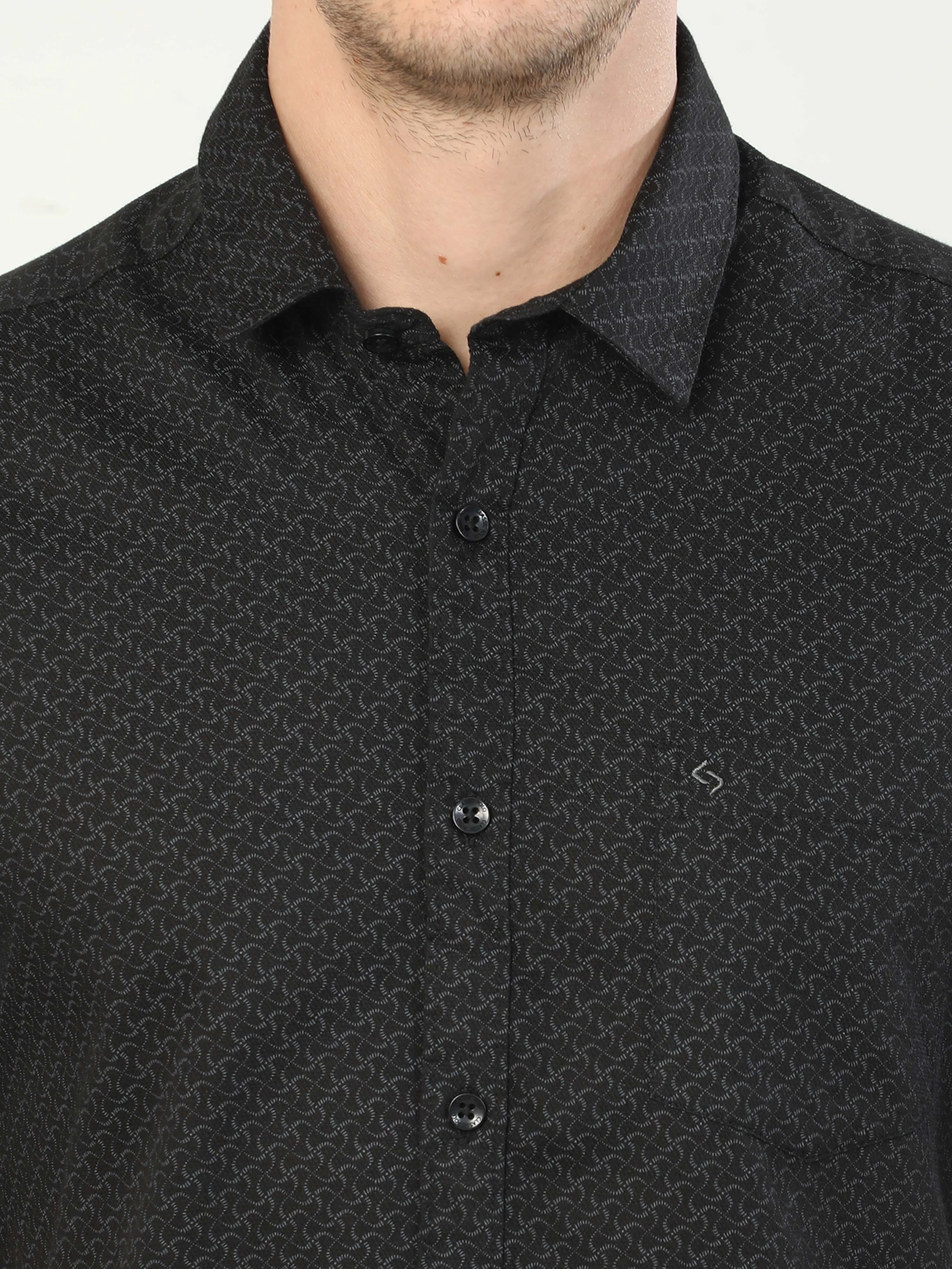 Classic Polo Men's Polo Neck Half Sleeve Slim Fit Cotton Woven Shirt | SO2-129 B-HS-PRT-SF