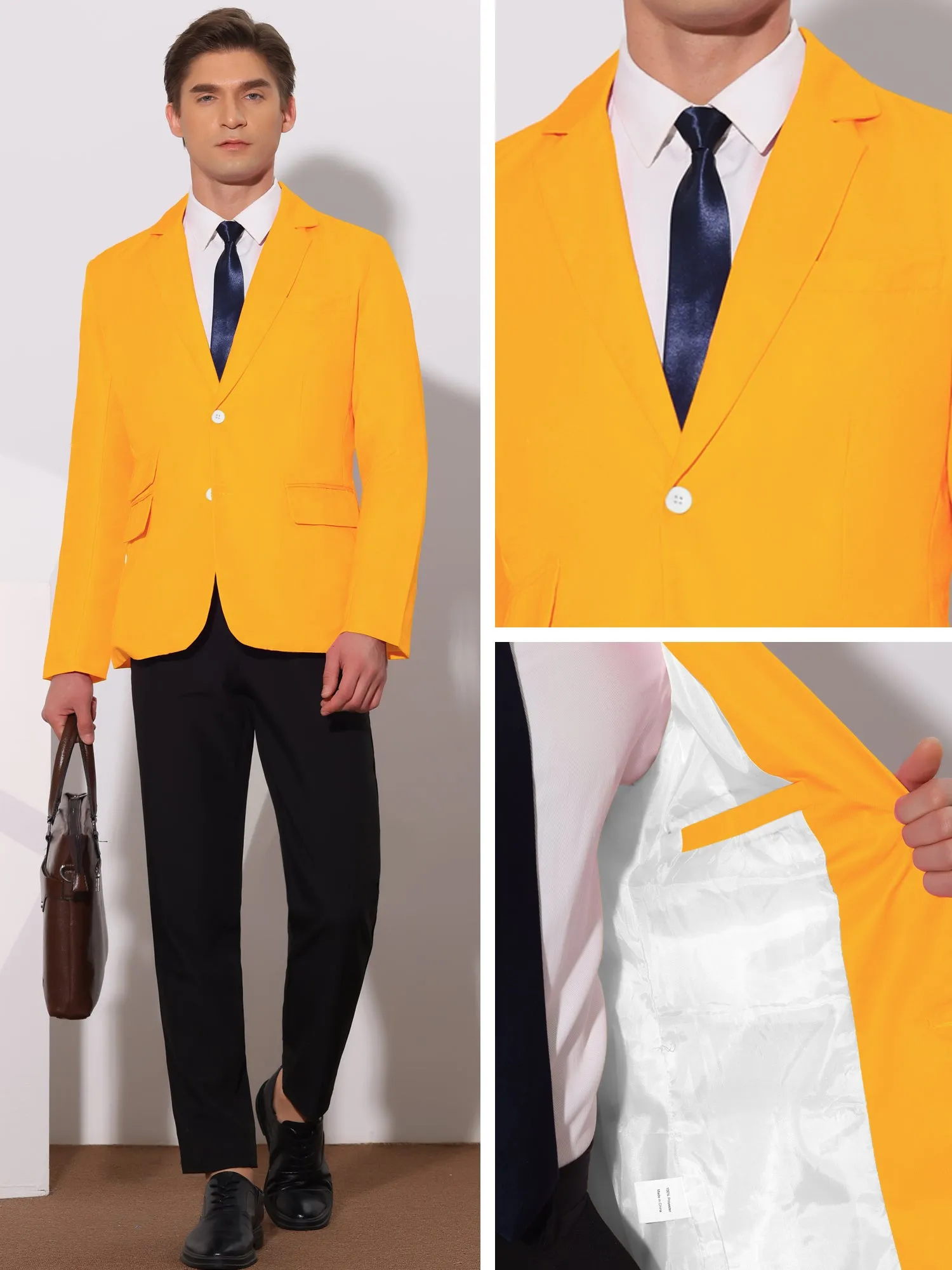 Classic Suit Jacket for Men's Single Breasted Office Work Formal Sports Coat