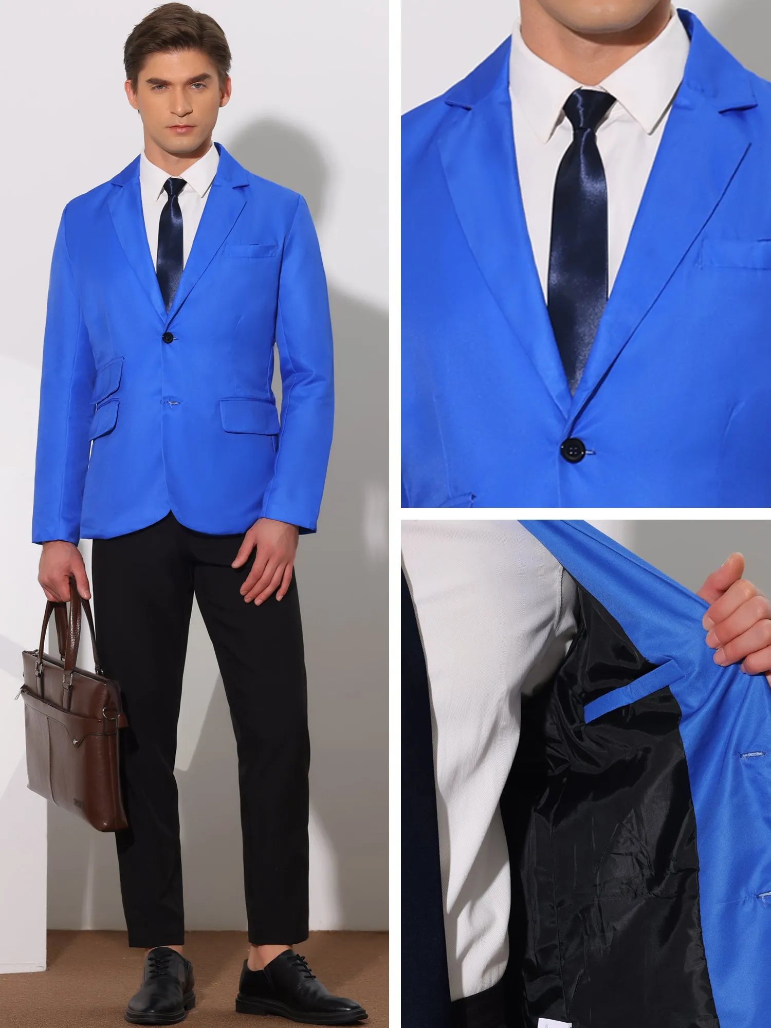 Classic Suit Jacket for Men's Single Breasted Office Work Formal Sports Coat
