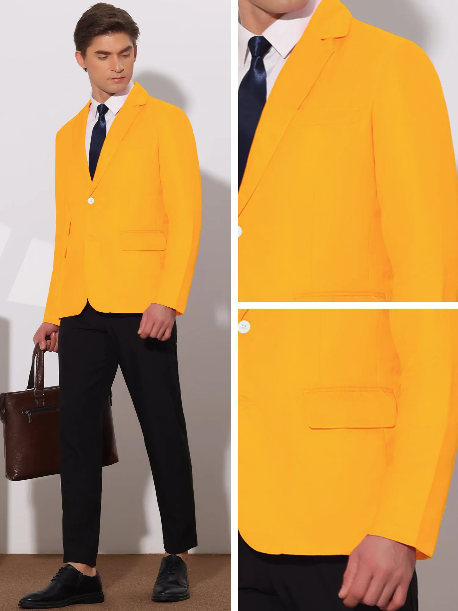 Classic Suit Jacket for Men's Single Breasted Office Work Formal Sports Coat