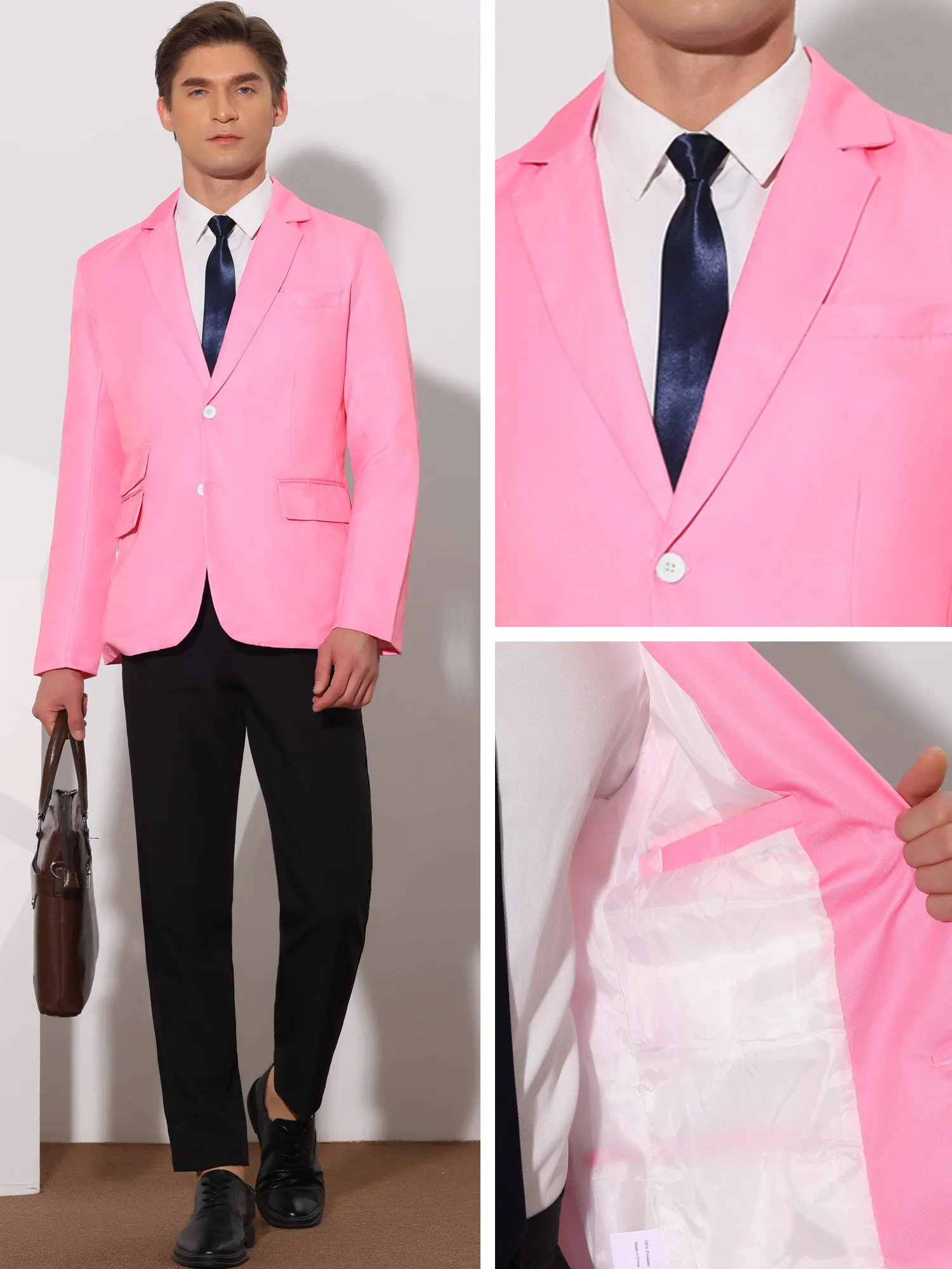 Classic Suit Jacket for Men's Single Breasted Office Work Formal Sports Coat