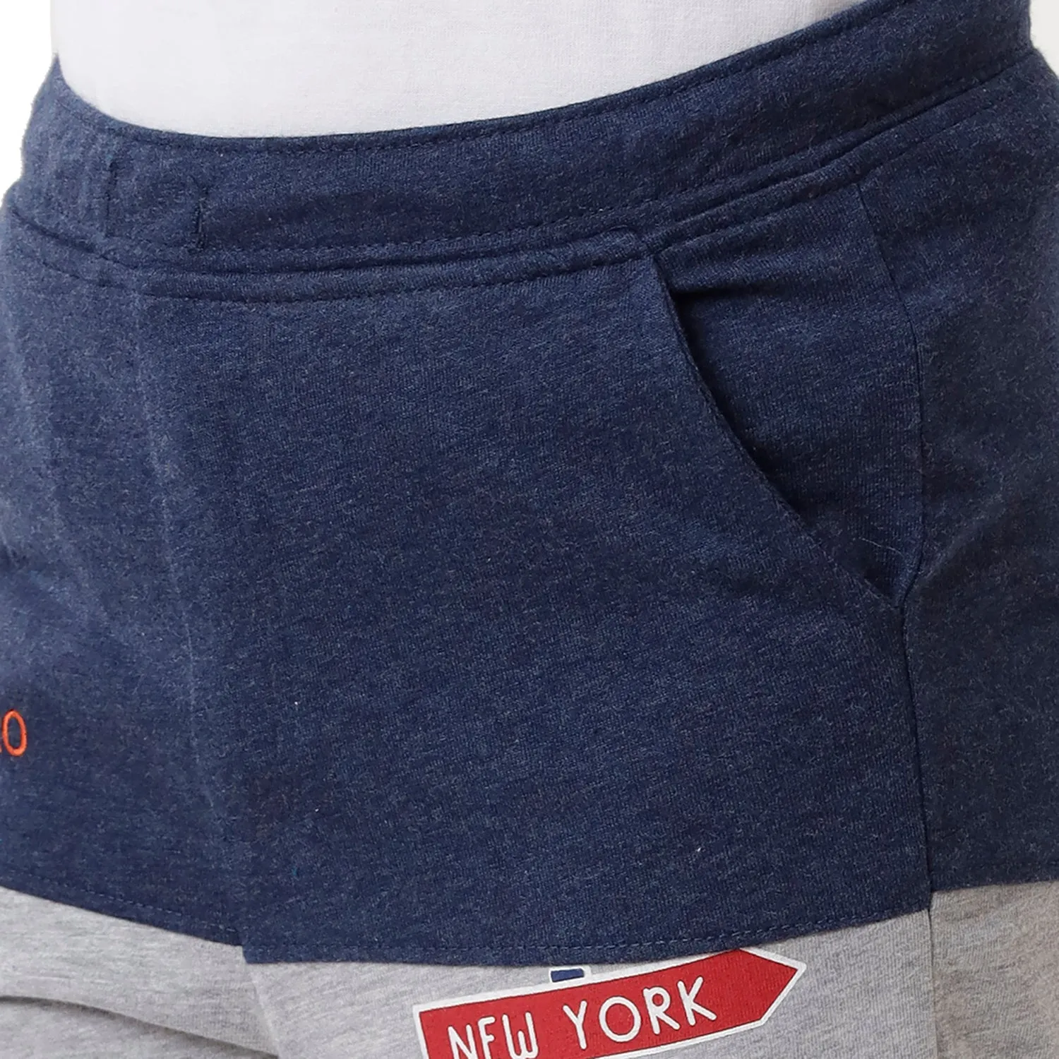 CP BRO BOYS Color Block Slim Fit Navy Color Cotton Shorts - BBTS 02 A