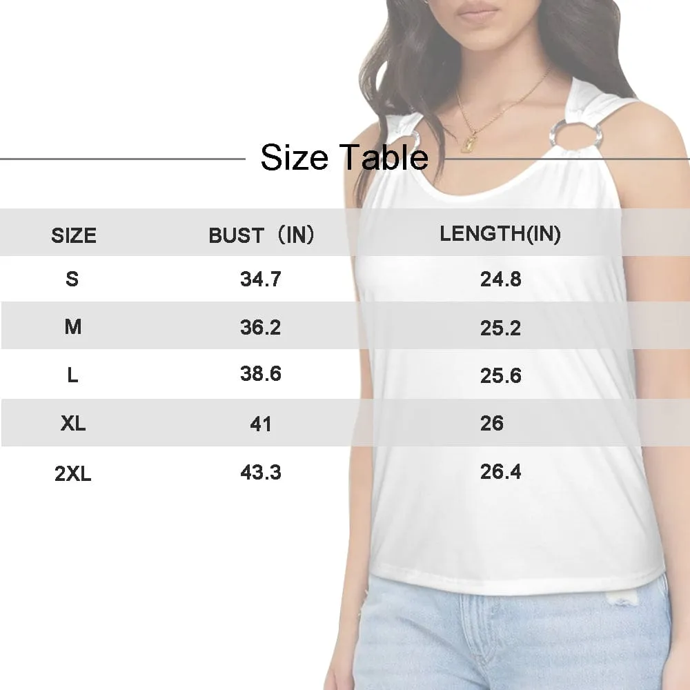 Custom Face Love USA Flag Top Personalized Women's Sleeveless Ring Buckle Tank Tops