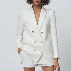 DressBetty - Women Vintage White Tweed Blazers Coat