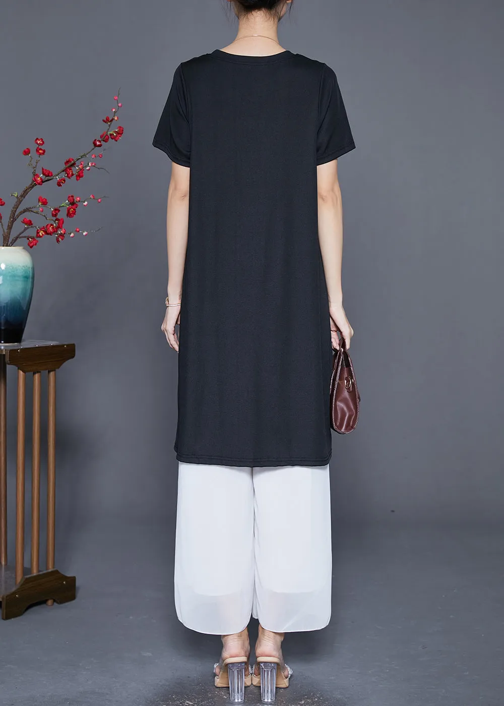 Elegant Black Striped Patchwork Pockets Cotton Maxi Dresses Summer