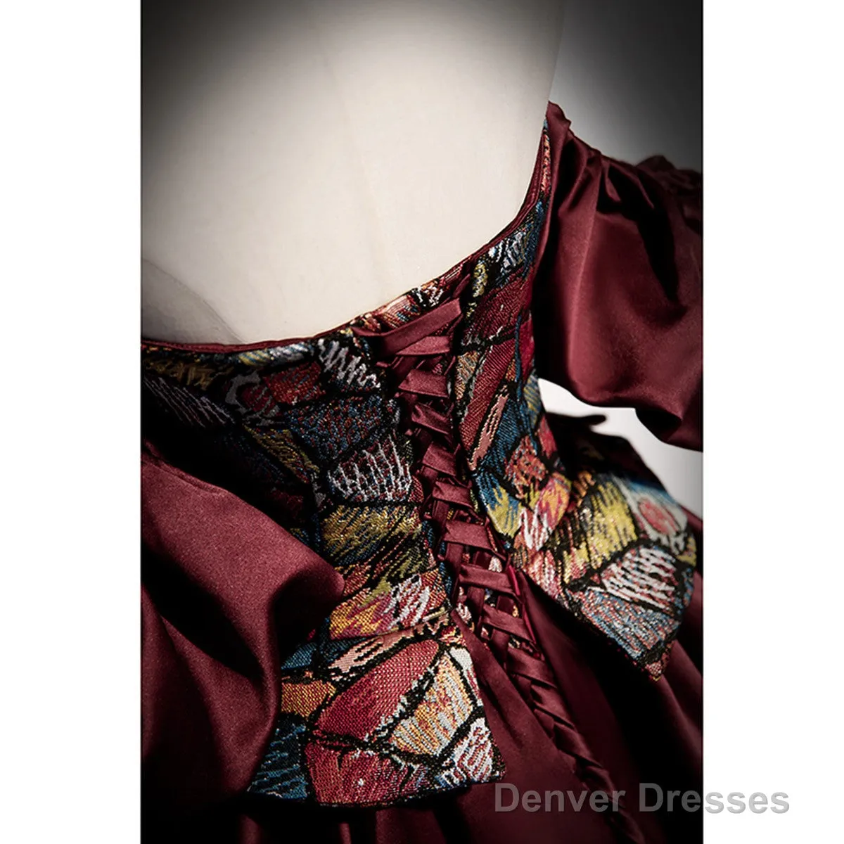 Elegant Burgundy Satin Off Shoulder Evening Dress, Burgundy Prom Dress
