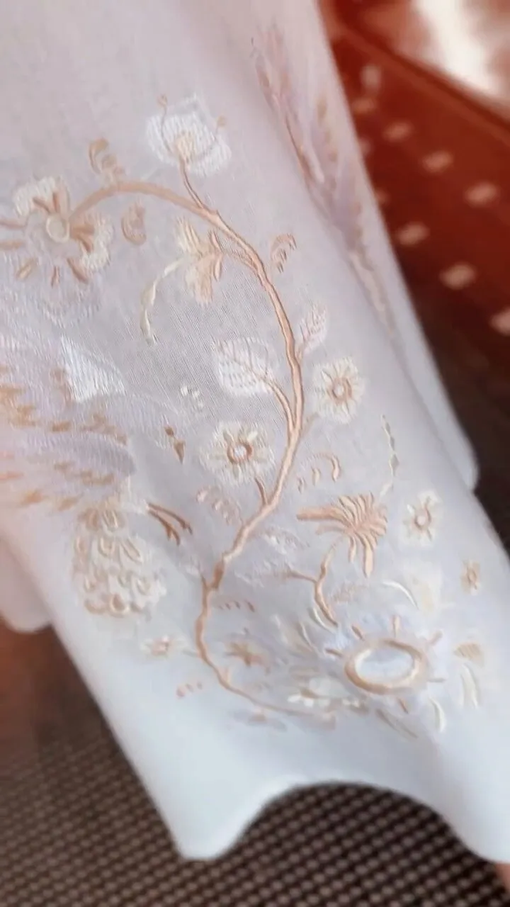 Elegant Ukrainian linen dress with embroidery