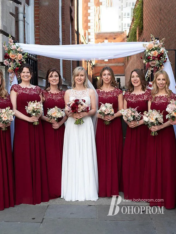 Eye-catching Lace & Chiffon Appliqued Scoop Neckline A-line Bridesmaid Dresses BD169