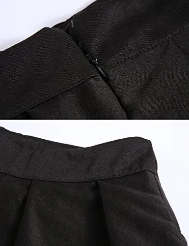 Face N Face Women's High Waisted A line Street Skirt Skater Pleated Full Midi Skirt Medium Black