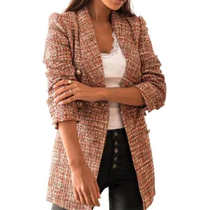 FashionSierra - Plaid Vintage Office Ladies Slim Blazers