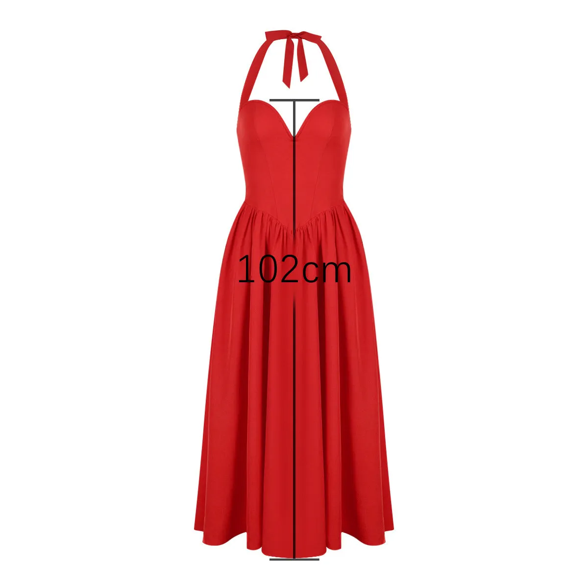 Flytonn Summer Women Halter Dress 2025 Red Elegant Fit and Flare Birthday Dress Long Casual Sexy Dress Female Clothing-nye outfits
