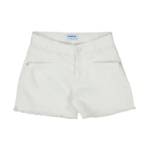 Frayed Hem Twill Shorts - White by Mayoral
