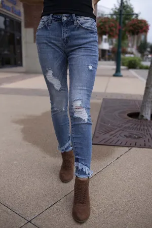 Fringe With Benefits Distressed Ankle Skinny Jeans
