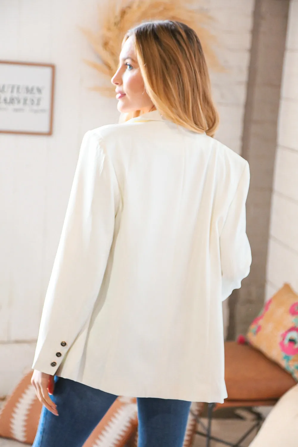 Fringe With Benefits White Button-Front Blazer