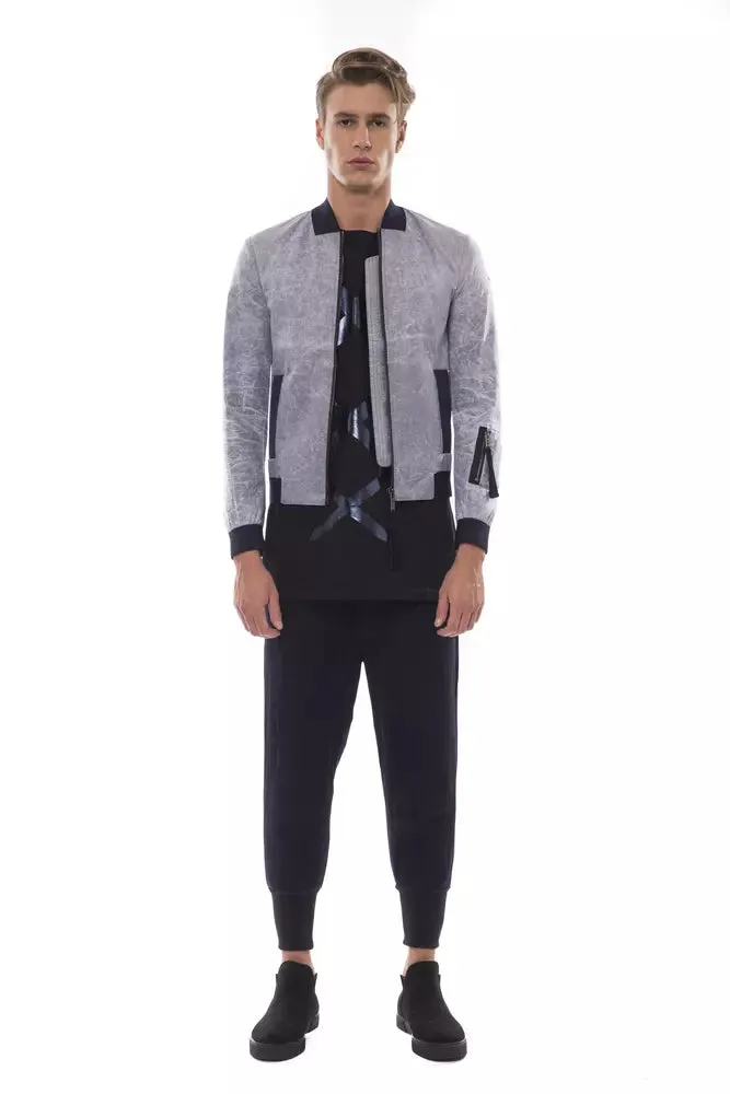 Gray Polyester Men's Bomber Jacket
