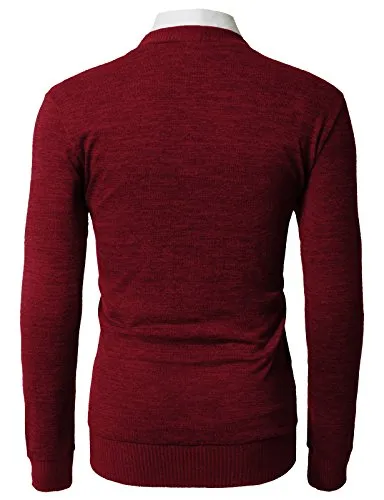 H2H Mens Basic Cable Knit Shawl Collar Cardigan Style Sweater RED US M/Asia L (CMOCAL019)