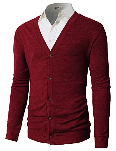 H2H Mens Basic Cable Knit Shawl Collar Cardigan Style Sweater RED US M/Asia L (CMOCAL019)