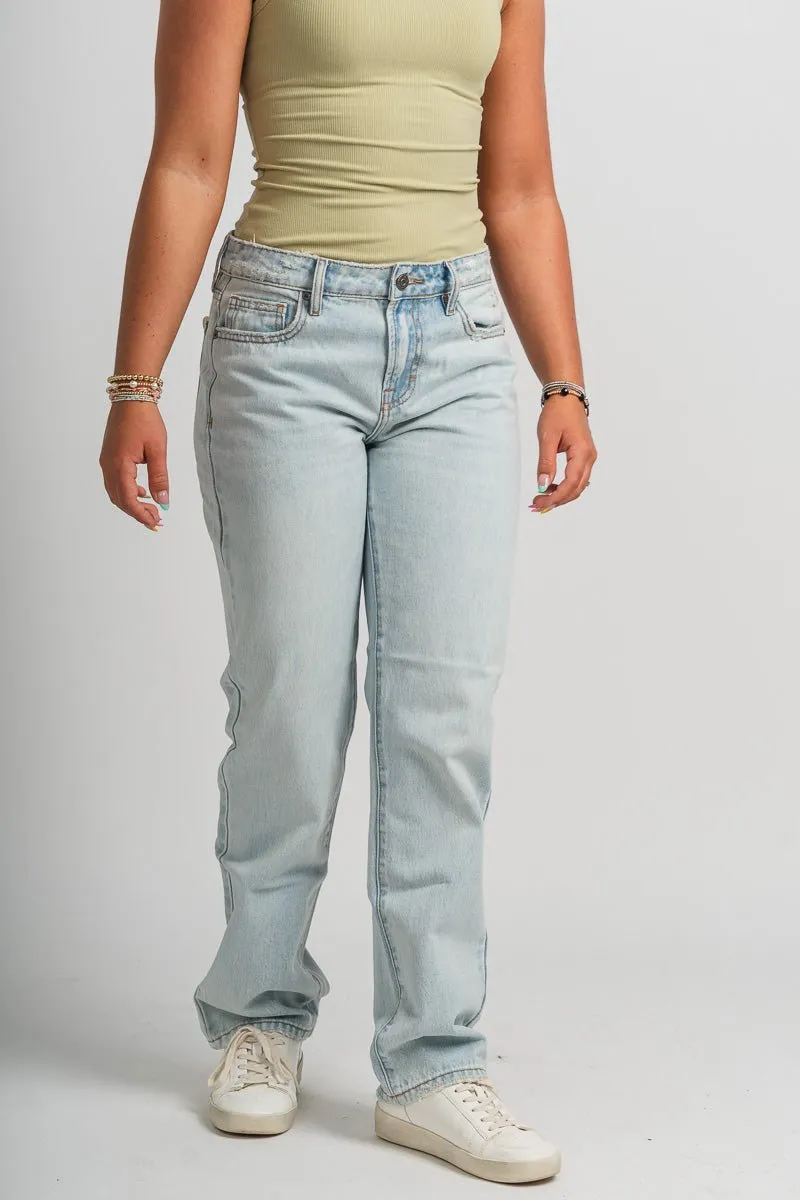 Hidden Tracey high rise relax straight jeans light blue