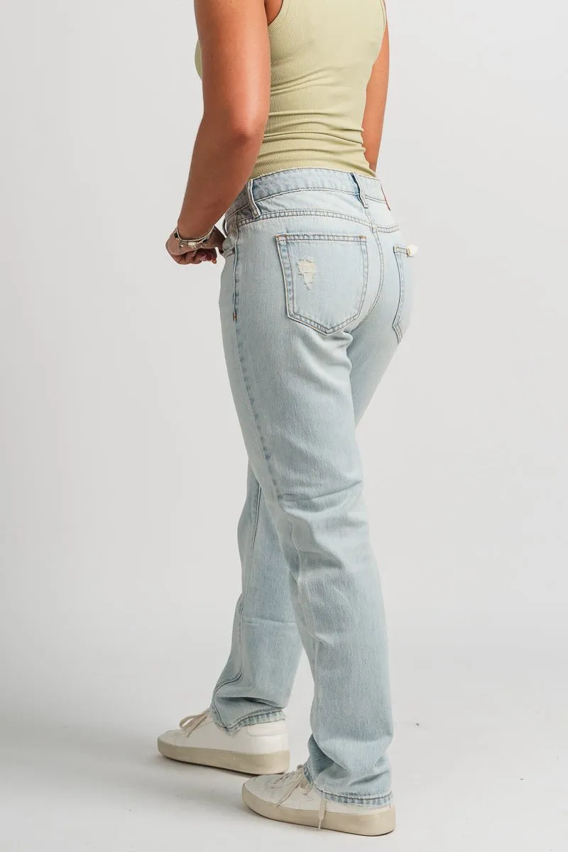 Hidden Tracey high rise relax straight jeans light blue