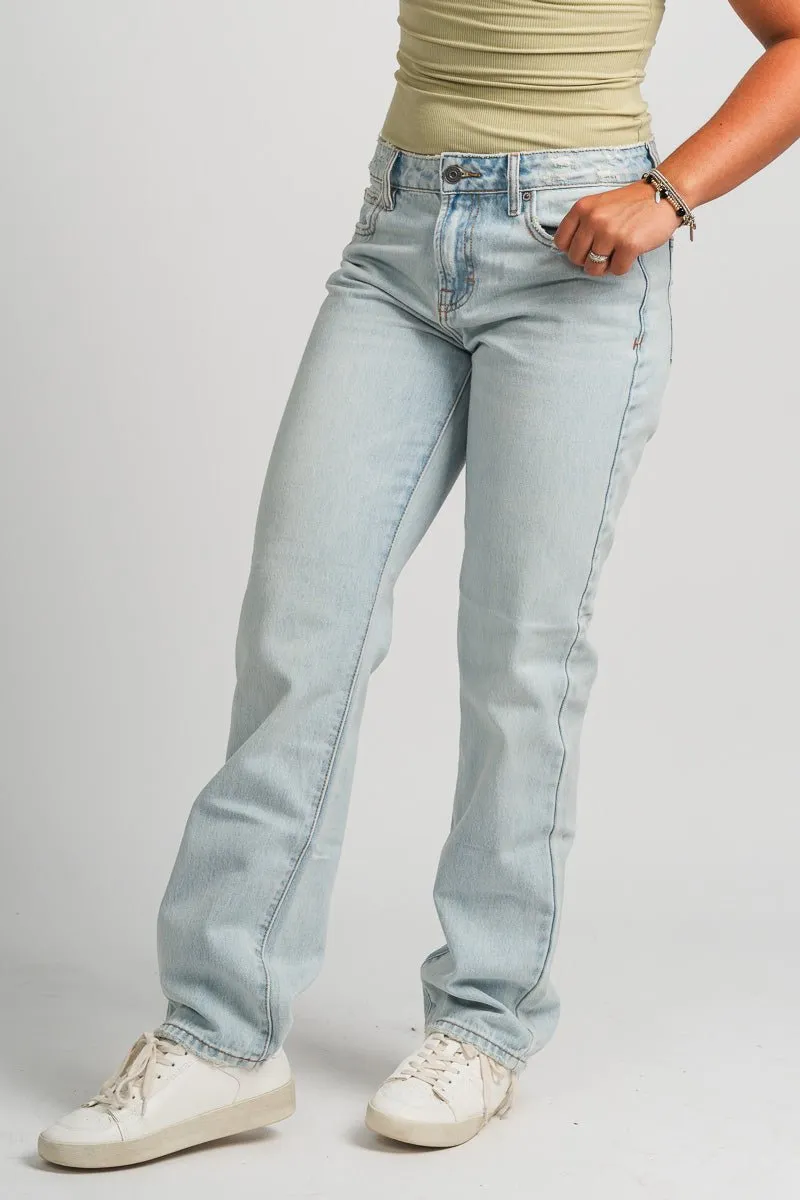 Hidden Tracey high rise relax straight jeans light blue